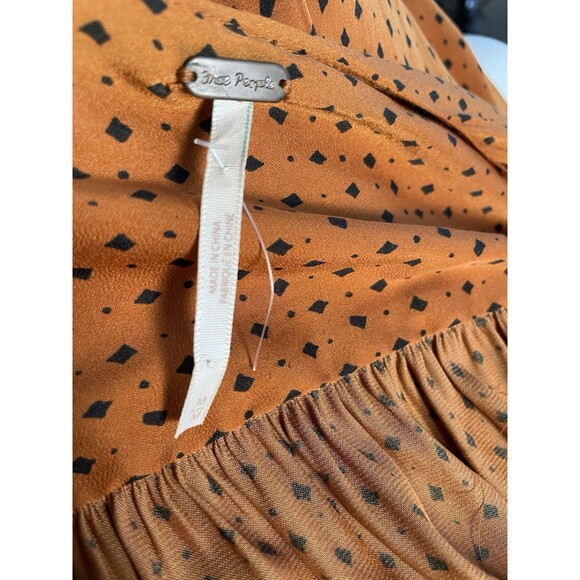 Free People Show Stoppin' Blouse Silk  Sepia Combo SZ M - Picture 6 of 16